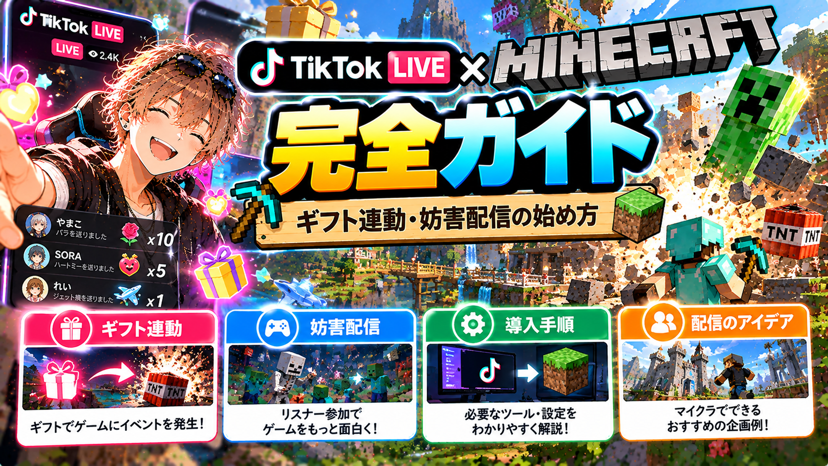 TikTok LIVE × Minecraft完全ガイド｜ギフト連動・妨害配信の始め方